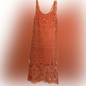 Orange crocheted Summer dress Size M